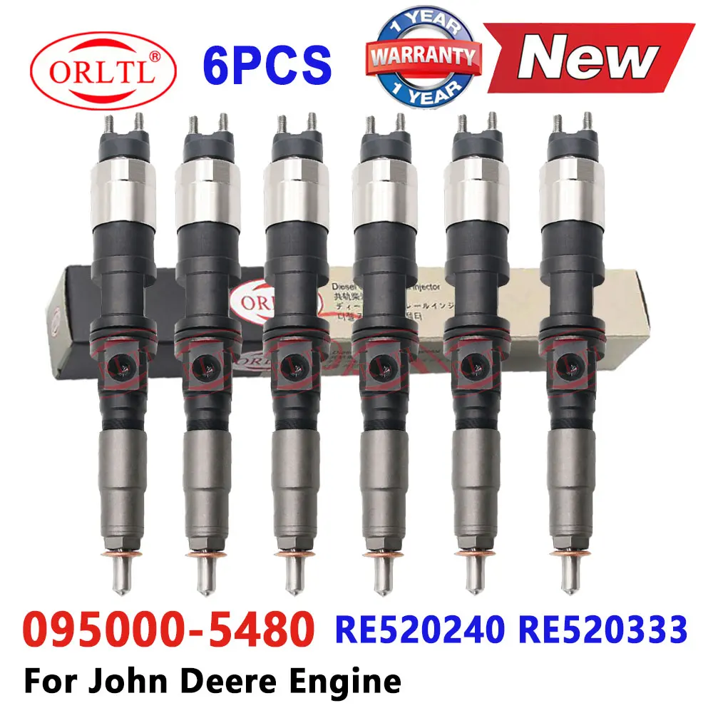 

6PCS NEW 095000-5480 095000-5482 Diesel Engine Injector 0950005481 095000 5481 5482 RE520240 RE520333 for John Deer Engine