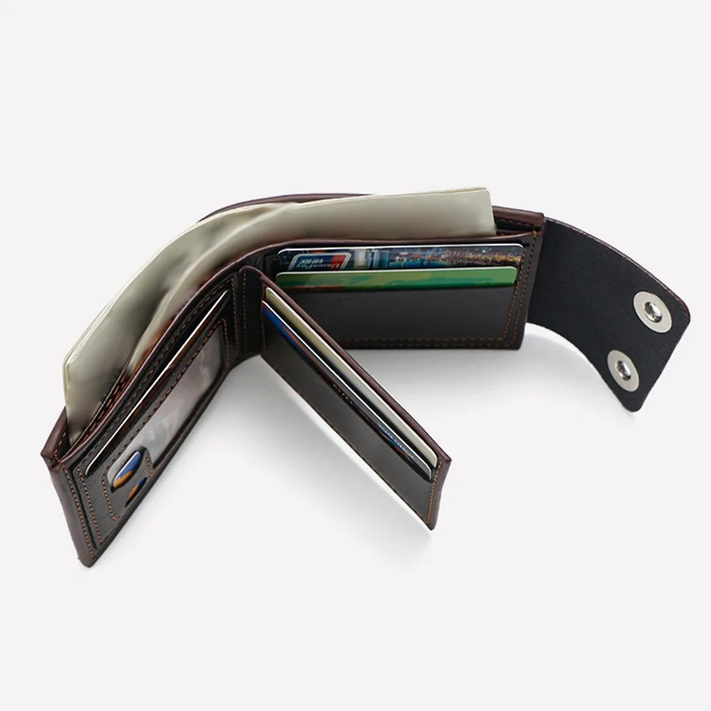 Große Kapazität Männliche Kurze Brieftasche Anti-Diebstahl Zipper PU Leder Karte Halter Koreanischen Stil Magnetische Schnalle Einfarbig Karte Tasche