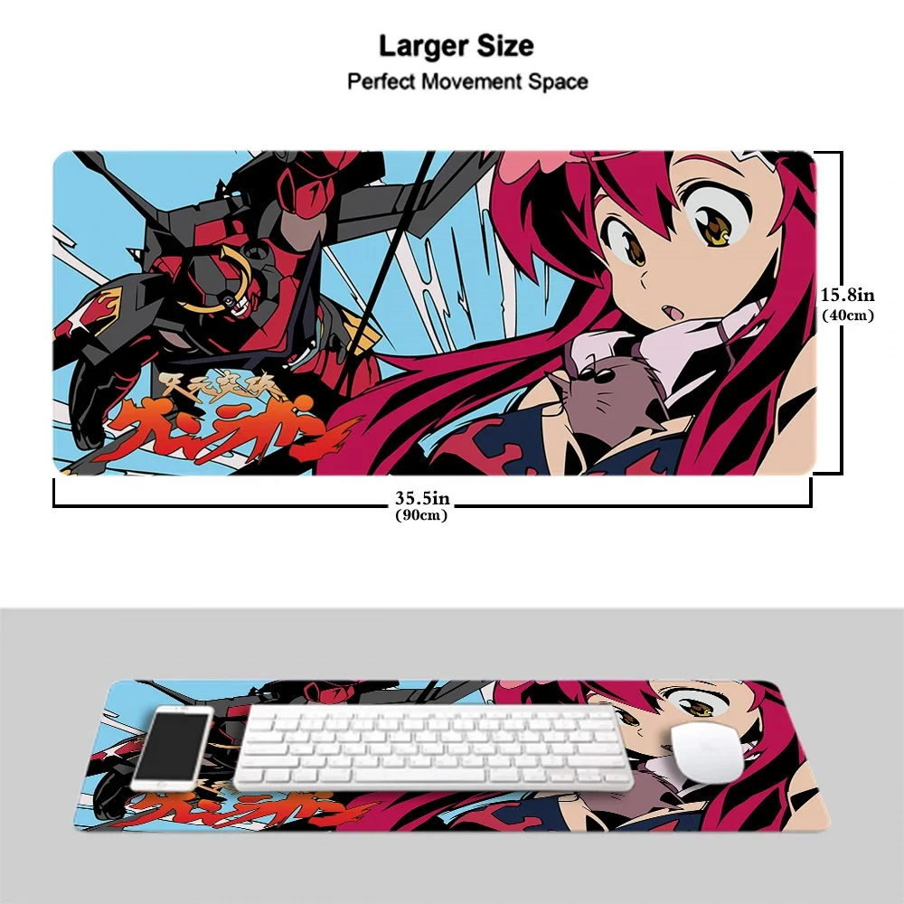 Gurren Lagann Mouse Pad Large Gaming Accessories Mouse Mat Keyboard Mat Desk Pad XXL Computer Mousepad PC Gamer Laptop Mausepad