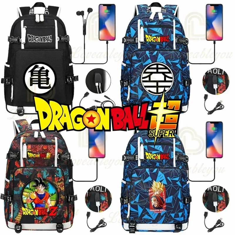 Mochila escolar Chichi, Mochila Dragon Ball Z con USB, bolsas Goku para estudio, papelería, bolsas de libros Vegeta, Mochila para estudiantes de primaria, regalo