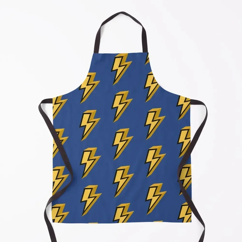 

Mustard Yellow Lightning Bolt on Blue Apron For Hairdresser Chef jacket men Apron