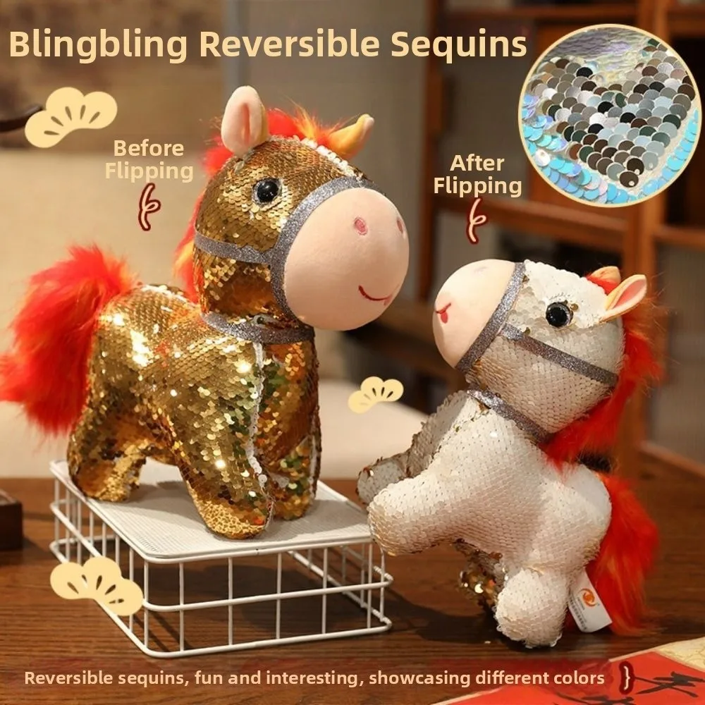 

Colorful Sequined Horse Plush Doll 10/20cm Mascot Dolls Stuffed Animal Pendants Creative Cute Chinese New Year Gift