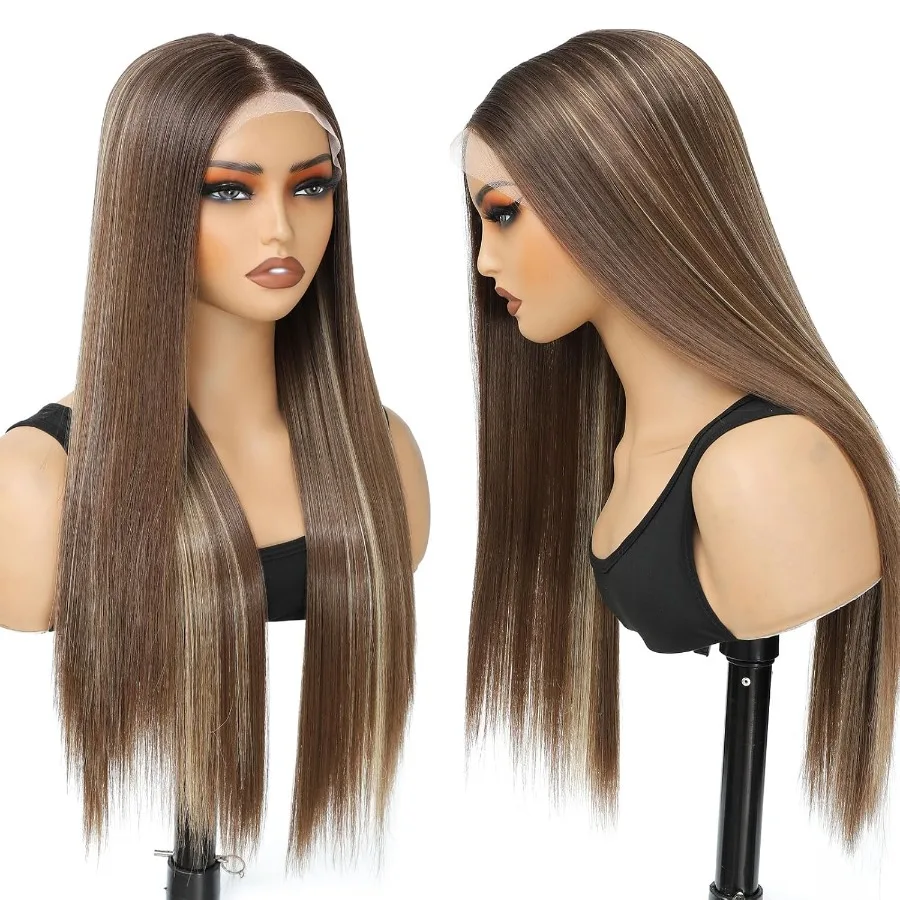 براون الدانتيل شعر مستعار أمامي بيروكات صناعية للنساء السود 13X4X1 HD الدانتيل الجبهة الباروكات قبل قطعها طويل مستقيم غلويليس الباروكات للأسود