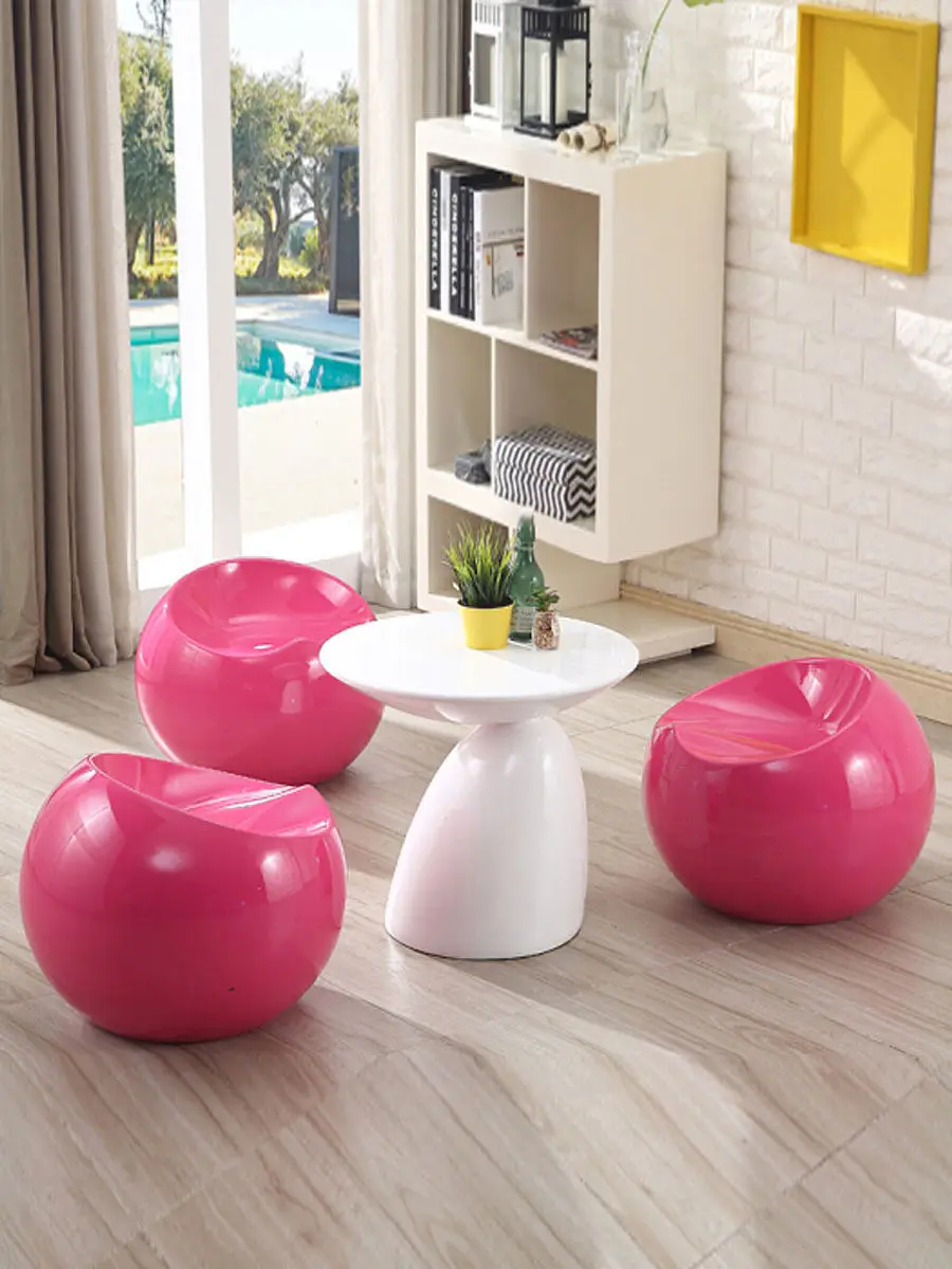 Fiberglass apple-shaped stool, living room conversation table and chair set, small low stool, creative seating, popular in