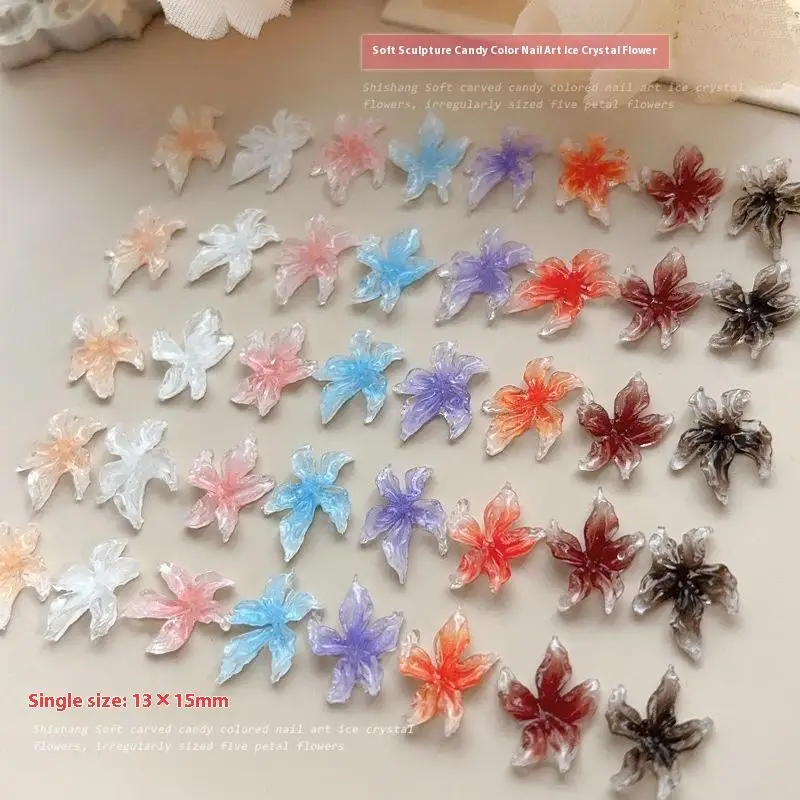 30 sztuk kwiat lilii Nail Art Charms 3D ozdoby do paznokci akcesoria do Manicure materiał żywiczny DIY entuzjastów zdobienia paznokci