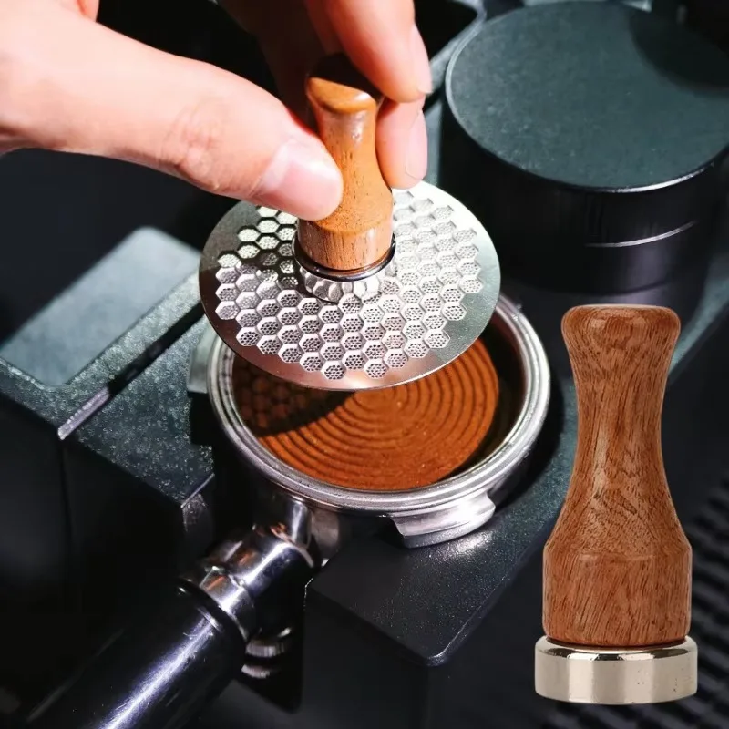 New Espresso Puck Screen Magnetic Supplies with Wood Handle 51/53/58mm Stainless Steel Coffee Filter Mesh Magnetic Extractor