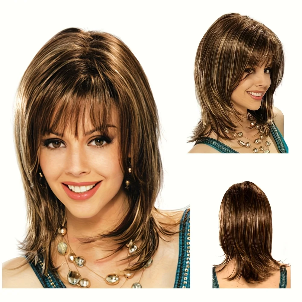 European and American Women's Fashion Bang Short Synthetic Wig Full Headpiece for Halloween and Christmas