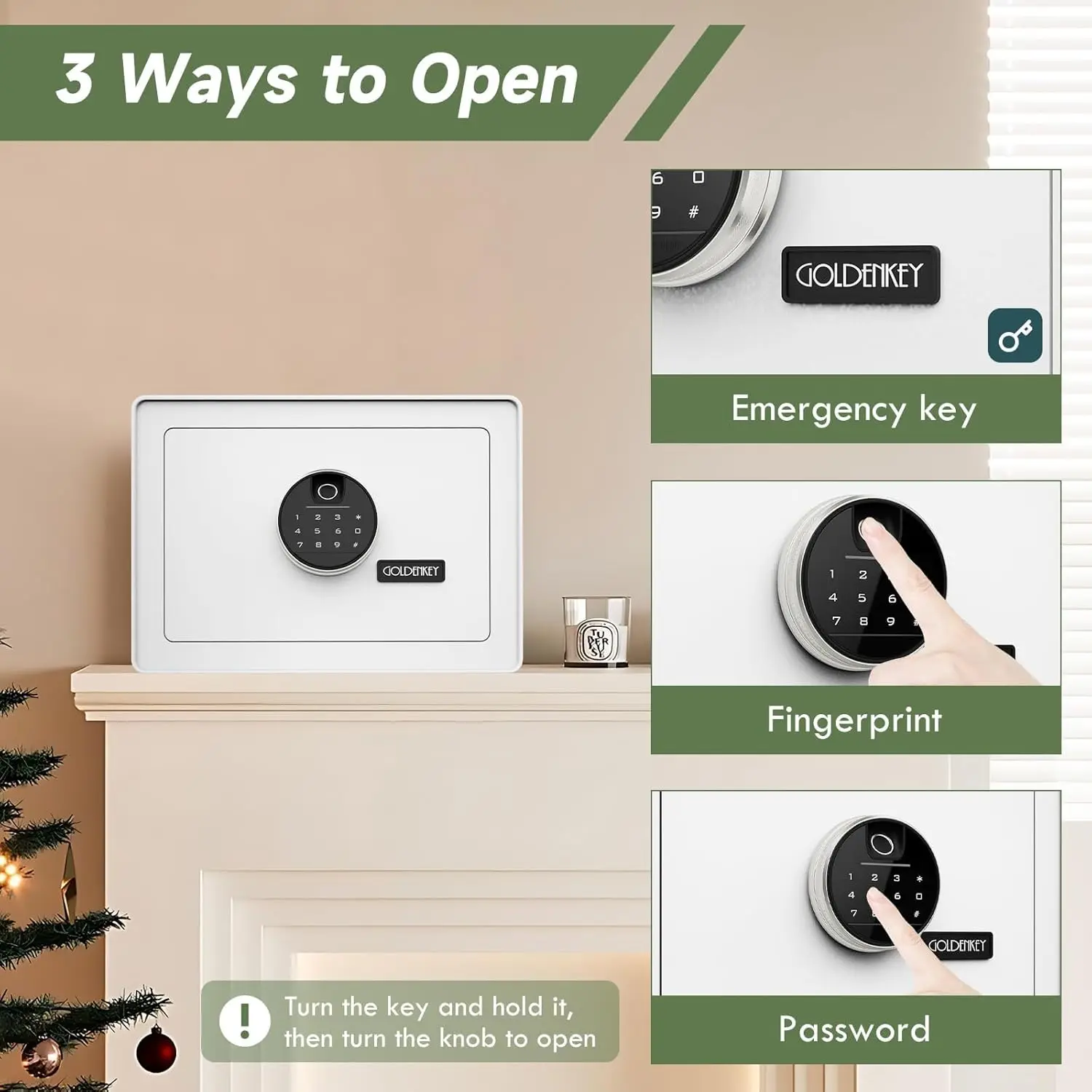 Luxury Jewelry Safe with Fingerprint&Keypad Lock, Document Safe with Soft Velvet Lining, Removable Shelf, High Security for Home