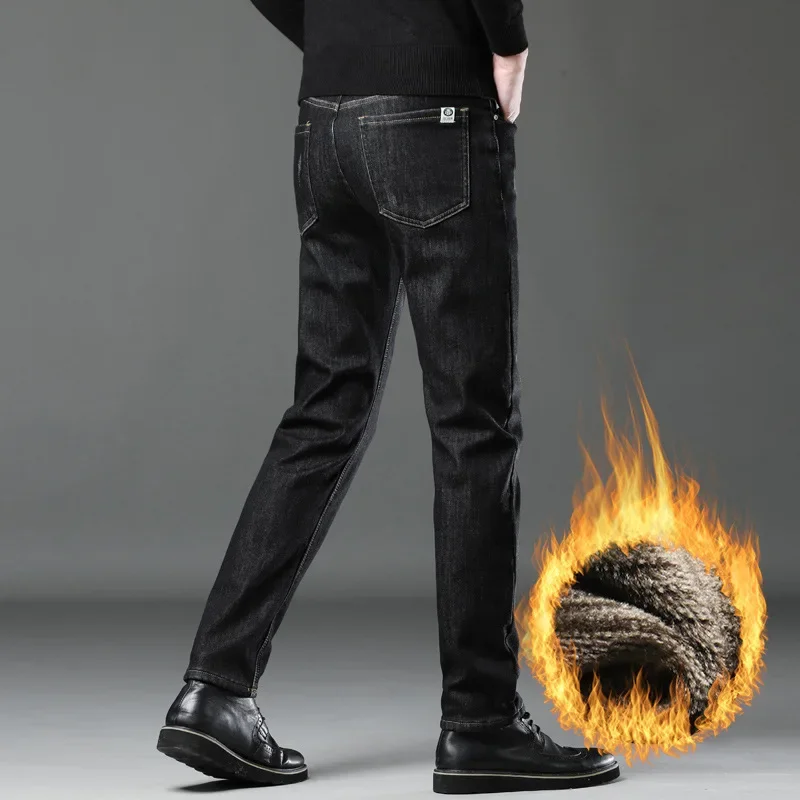 رجل جديد الخريف أزياء العلامة التجارية مستقيم أنبوب عارضة الشتاء الرجال السراويل مع الصوف الربيع والخريف الكبار شهم مريحة