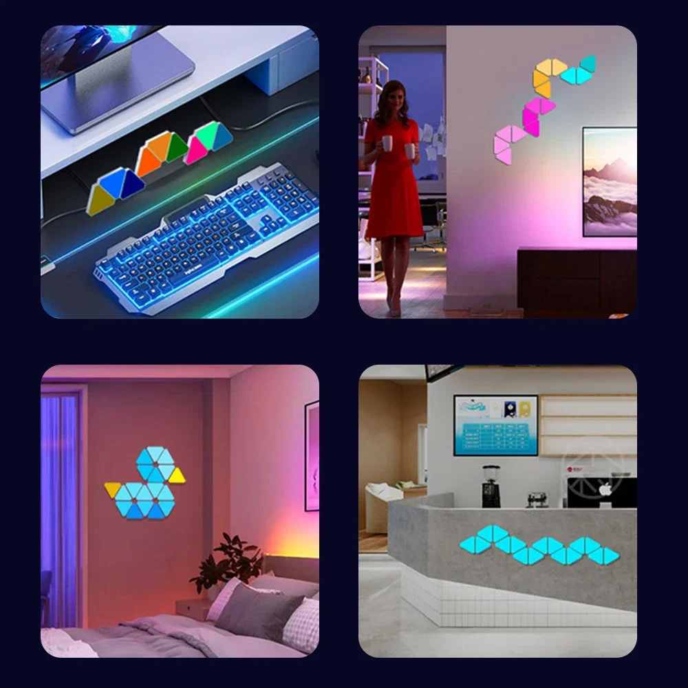 Fotografia 6: Luz Noturna LED com Ambiente Quântico USB 5V LED WiFi Bluetooth Lâmpada Triangular Criativa para Decoração de Quarto de Jogos