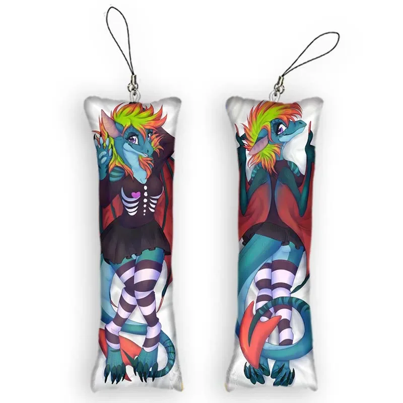 Tira Dovi Keychain Mini Furry Dakimakura Pendant Double-Sided Print Hanging Ornament Cute Small Body Pillow Pendants