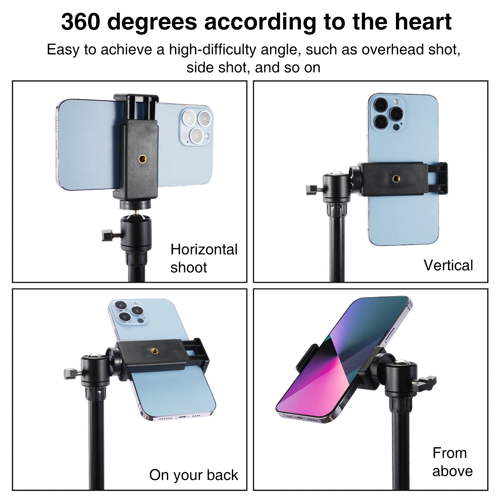 Supporto da tavolo sopraelevato con supporto per telefono tavolo regolato staffa con morsetto a C braccio di tenuta testa a sfera a 360 ° per lo