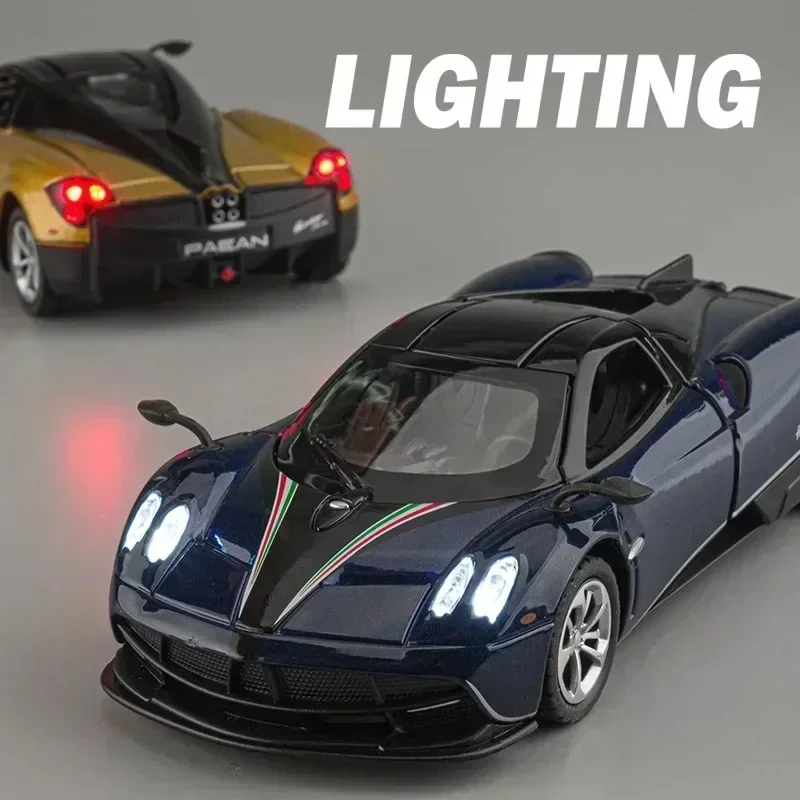 1:36 Pagani Huayra Dinastia Supercar Legering Diecast Model Auto Geluid en Licht Trek kinderen Speelgoed Collectibles verjaardagscadeau