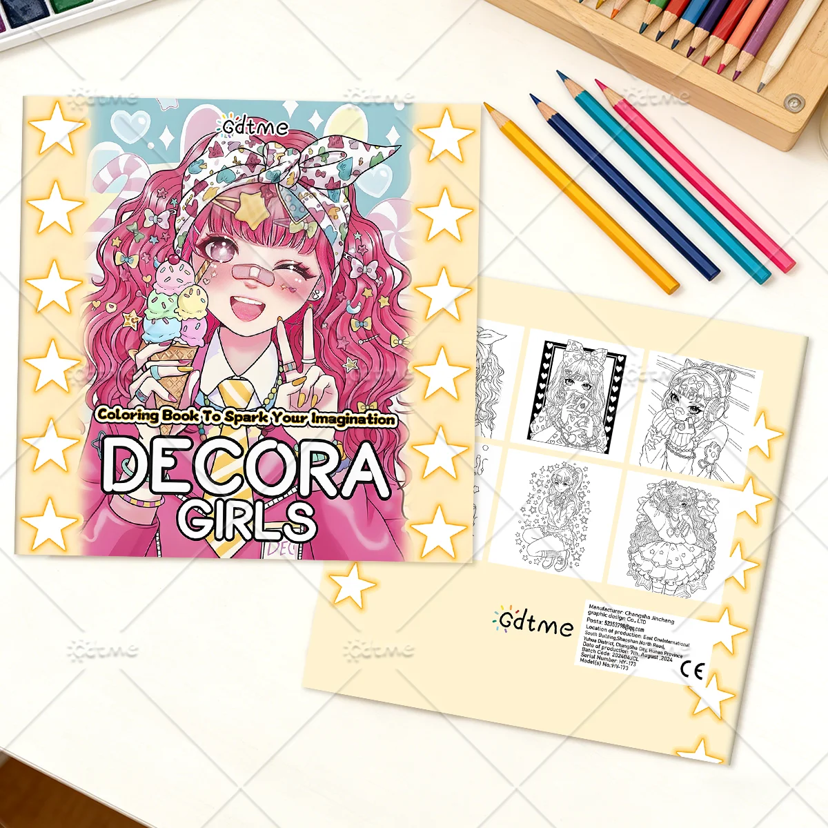 DECORA GIRLS Malbuch für Erwachsene mit Cartoon-Motiven und Einfachen Mustern zur Entspannung, DIY Mal- und Zeichenbücher für Jugendliche – Detail 2