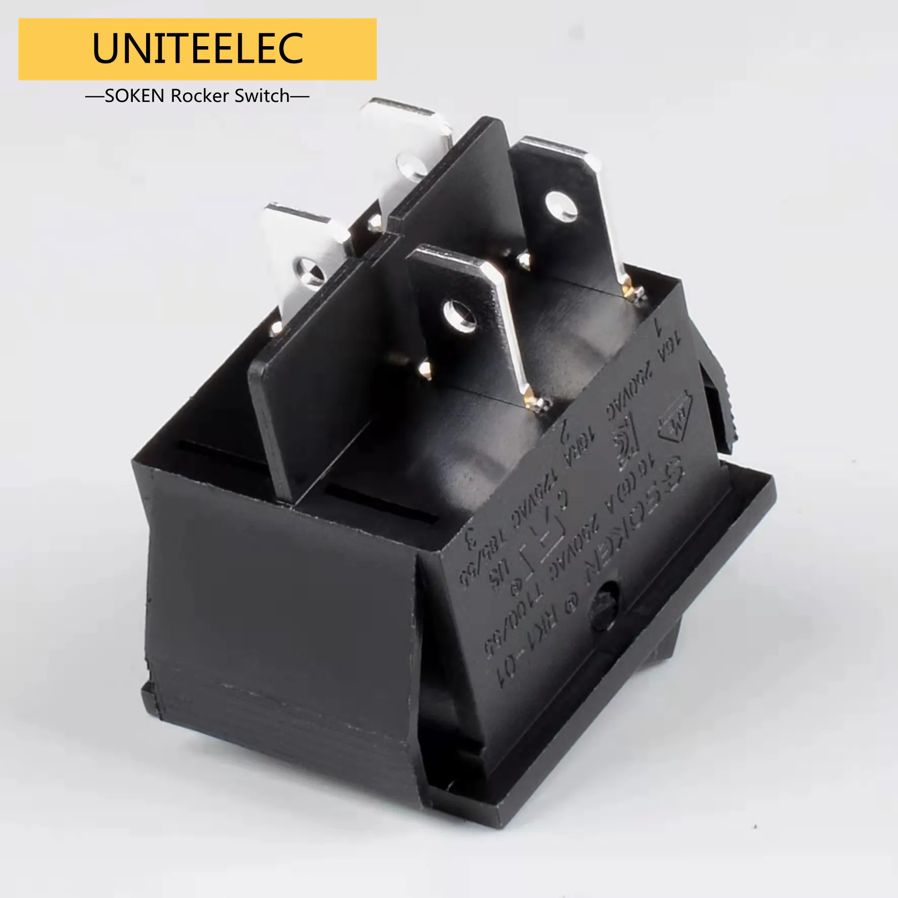 Uniteelec-Soken Black Rocker Switches RK1-01 16A 4Pins ON-OFF  Inverter Welding Machine Coffee Maker Switch