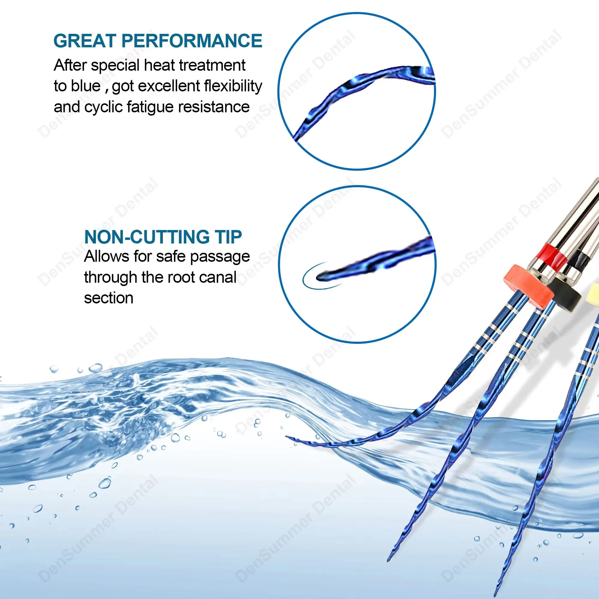 DenSummer G-ONE Blue Endo Files Non-Cutting Tip Reciprocating Root Canal File 21/25mm Heat Activation Flexible Endodontic Files