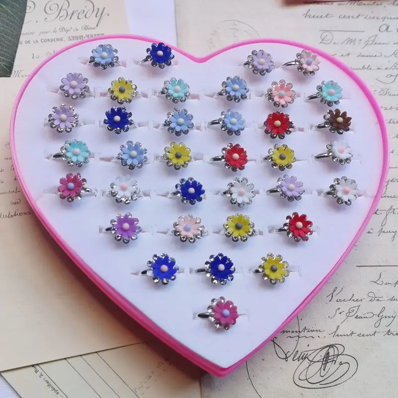 حلقات كرتون بلاستيكية مع شكل زهرة وفاكهة لامعة للأطفال صناديق فتح قابلة للتعديل ، لطيفة ، 5 * * #4