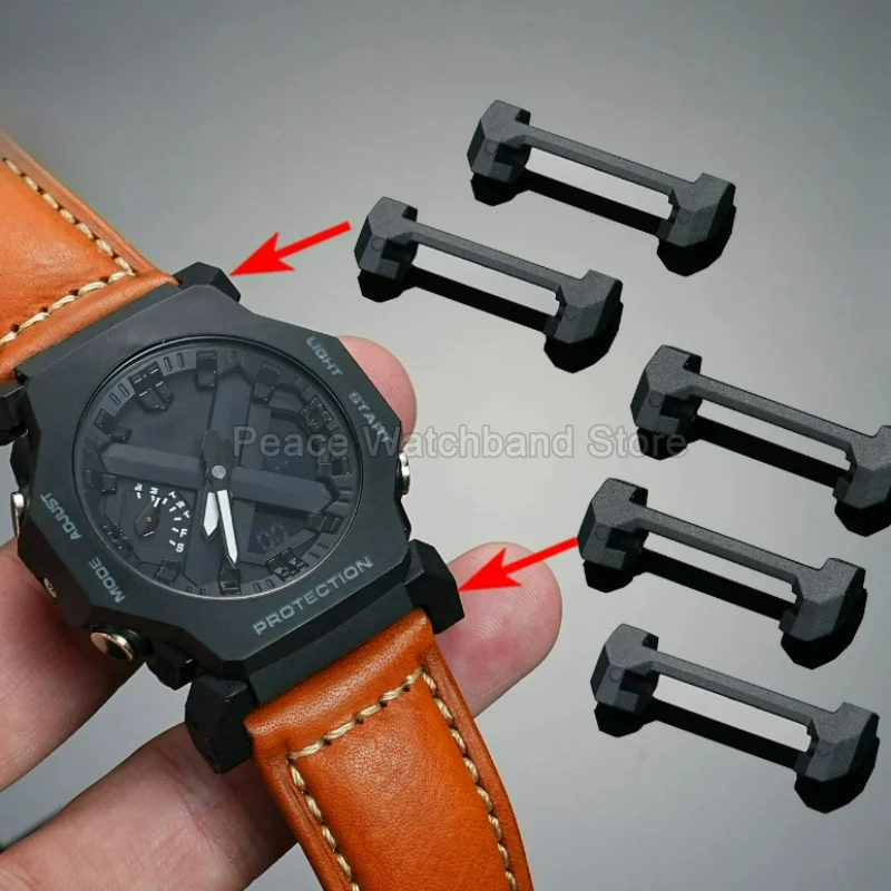 Genuine Leather Rubber Watchband Adapter Accessories 24mm for Casio G-SHOCK GA2300 Strap End Links Black White Gray