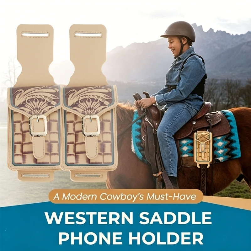 Portable Leather Phone Waist with Belt Slot Western Saddles Phone Holder for Riding and Outdoor Carry Easy to Use JOME