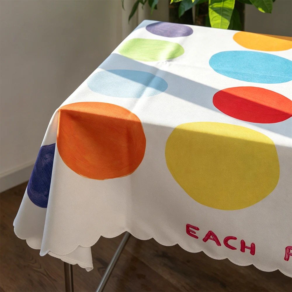 Each Dot is Different Polka Dot Tablecloth, Waterproof Velvet Bedside Table Cloth, Luxury Premium Dustproof Cover Cloth for Kitc