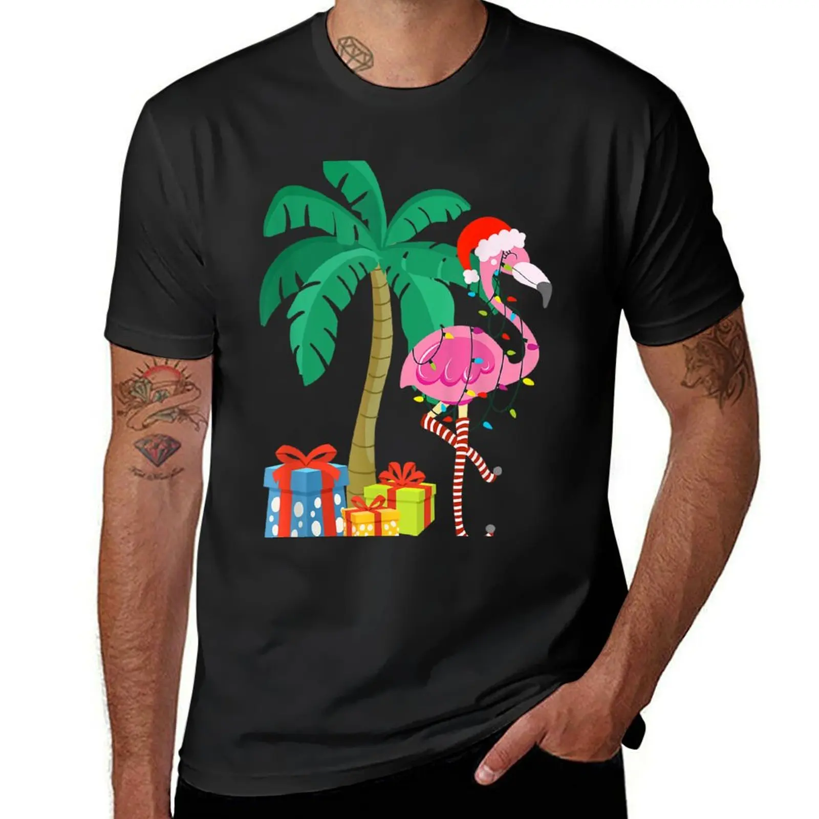 Tropical Pink Flamingo Hawaii Summer Xmas Christmas In July T-Shirt cute clothes Blouse blanks cute tops designer t shirt men