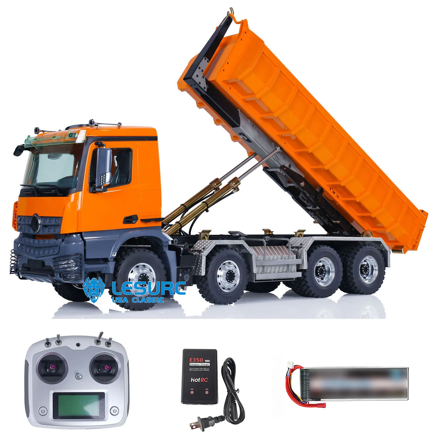 LESU K3363 1/14 RTR 8x8 Hydraulic RC Dump Truck Roll On/Off Metal Painted Finished Full Drive Tipper Model W/ Sound Light System