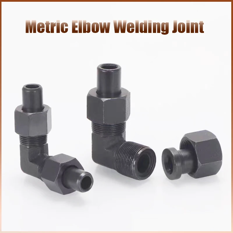 Transition Joint Carbon Steel Welded joint Metric Thread M10~42mm Right Angle High Pressure Oil  Pipe Joint  Connection Fittings