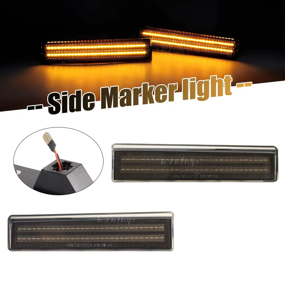 2PCS Smoked White/Amber LED Front Corner Side marker Light For Ford Bronco F-150 F-250 F-350 1980 1981 1982 1983 1984 1985 1986