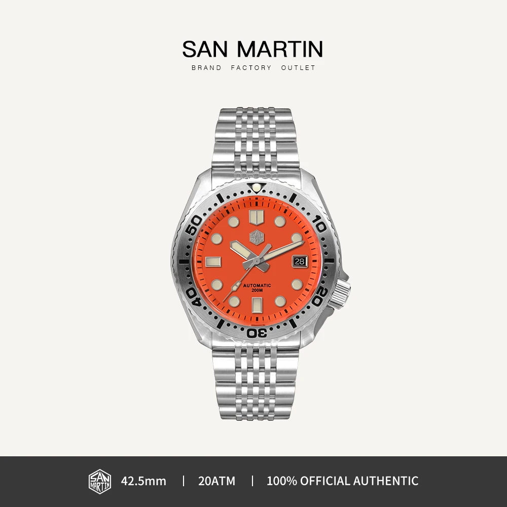 

San Martin Design Luxury Watches for Men Diving 42.5mm Abalone Sport Japan NH35 Automatic Mechanical Watch Sapphire 20Bar SN0046