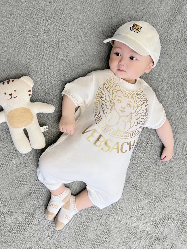 جمبسوت قطني للأطفال حديثي الولادة بأكمام قصيرة رومبير ملابس رجالية وسيم بشكل عام من عمر 0 إلى 12 شهرًا زي أطفال ropa de bebe