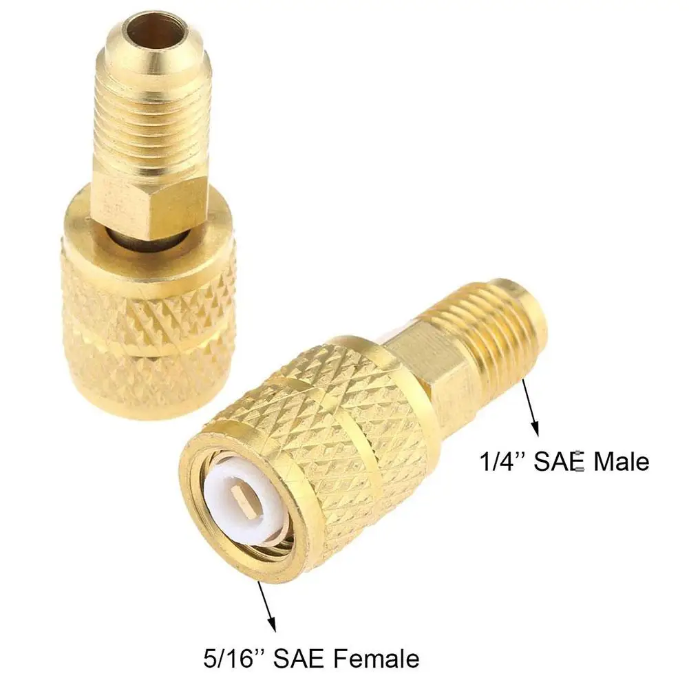 الذهب النحاس محول أنثى 5/16 "SAE ذكر 1/4" SAE مكيف الهواء مقرنات سريعة R32 R410a المبردات تكييف الهواء ملء