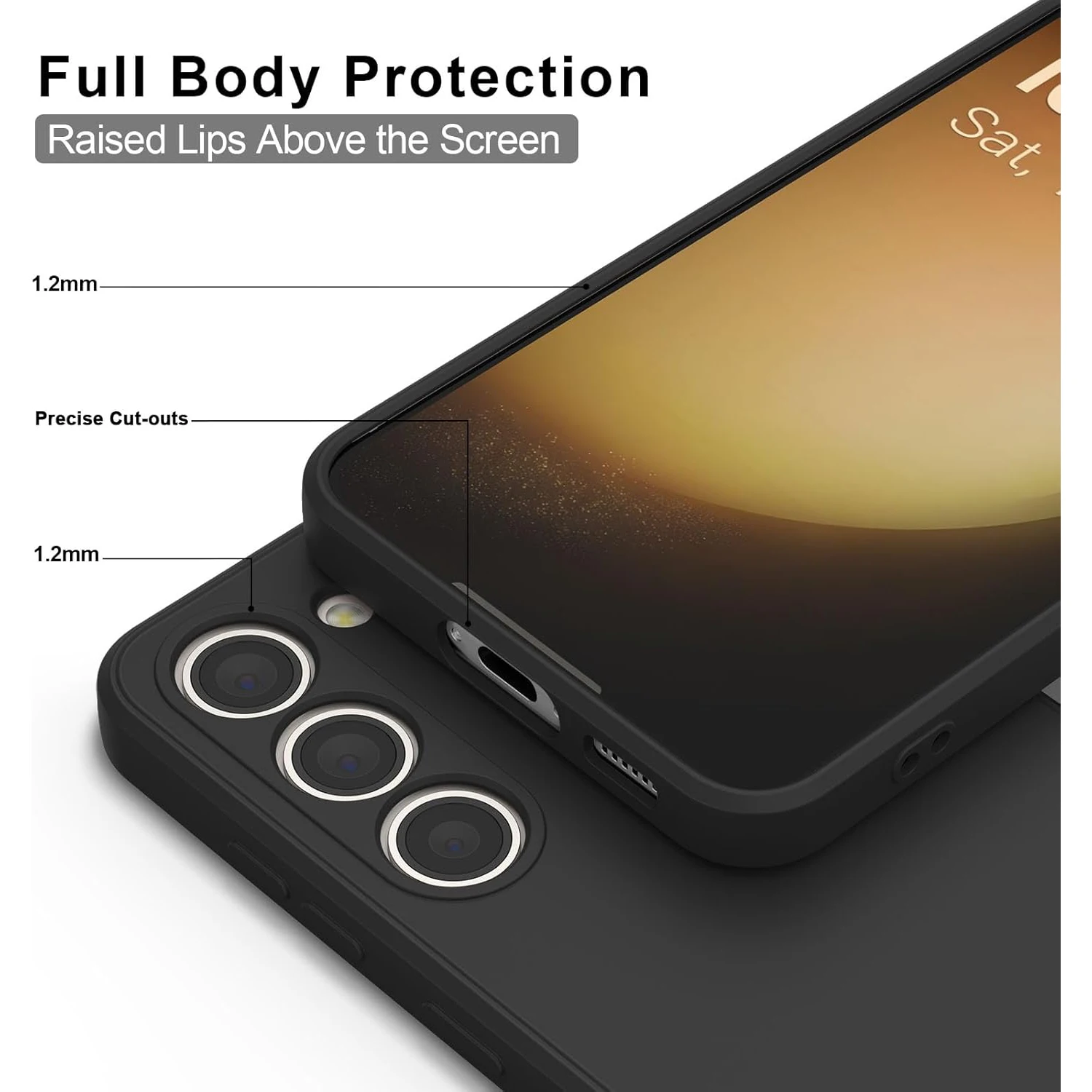 Shockproof Silicone TPU Phone Case For Samsung Galaxy S24 S23 S22 S21 S20 Ultra S10 S9 S8 Plus 5G S10E S21 FE Black Back Cover