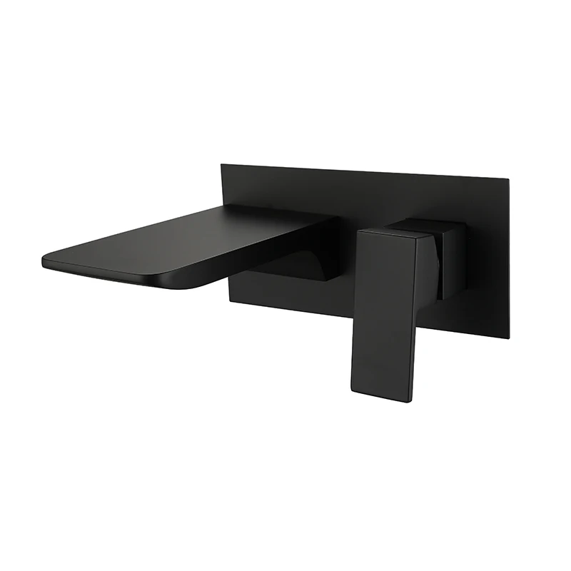 

Настенный смеситель для раковины с водопадом для ванной комнаты, одна ручка, квадратный смеситель для раковины с холодной водой, матовый черный
