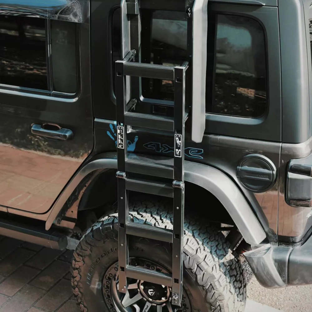 Aluminum Alloy Black Roof Luggage Carrier Side Ladder For Jeep Wrangler JK  JL 2007-2024 JL1271