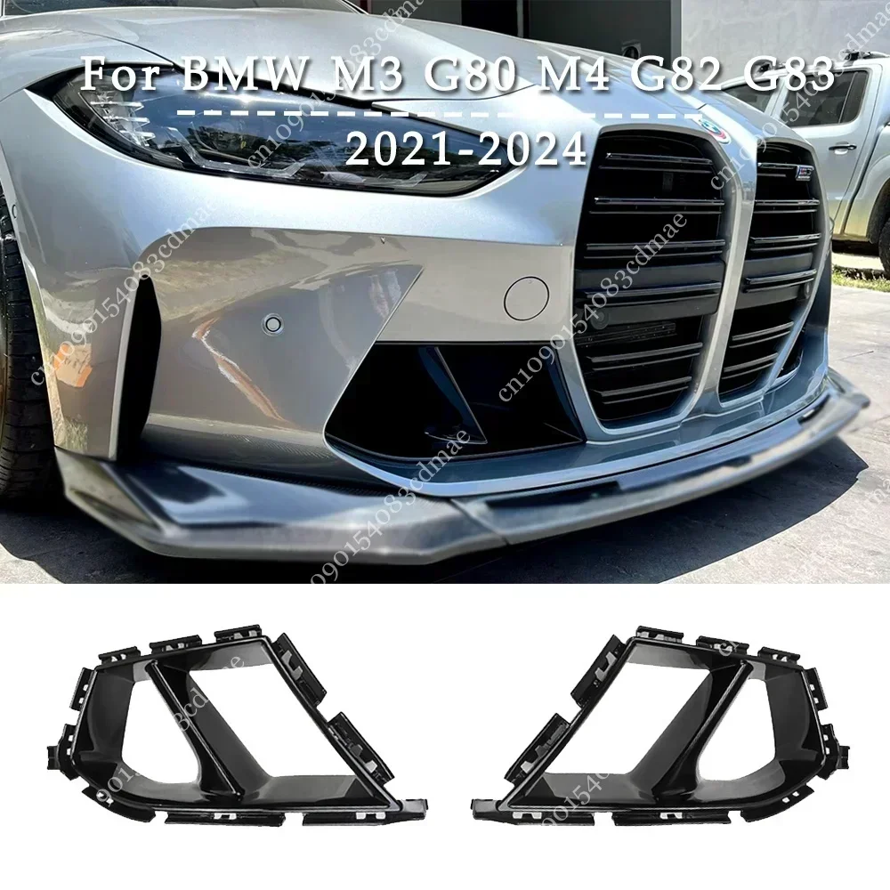 1Pair Front Bumper Side Air Vent Cover Splitter For BMW M3 G80 M4 G82 G83 2021-2024 Spoiler Fog Light Frame Body Kit Tuning