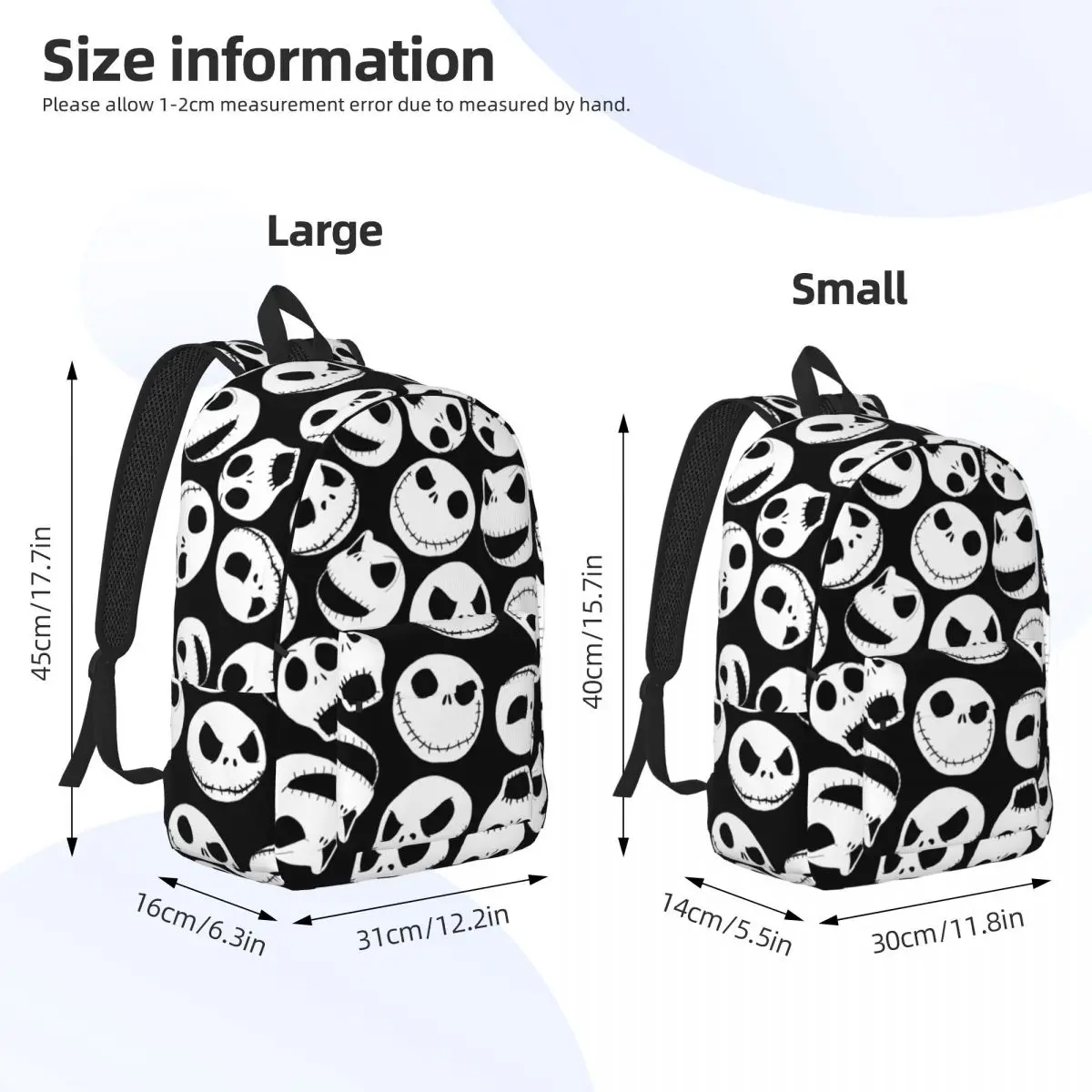 Zaini in tela con motivo Jack Skellington con stampa 3D personalizzata per l\'incubo prima di natale borse da viaggio per la scuola universitaria