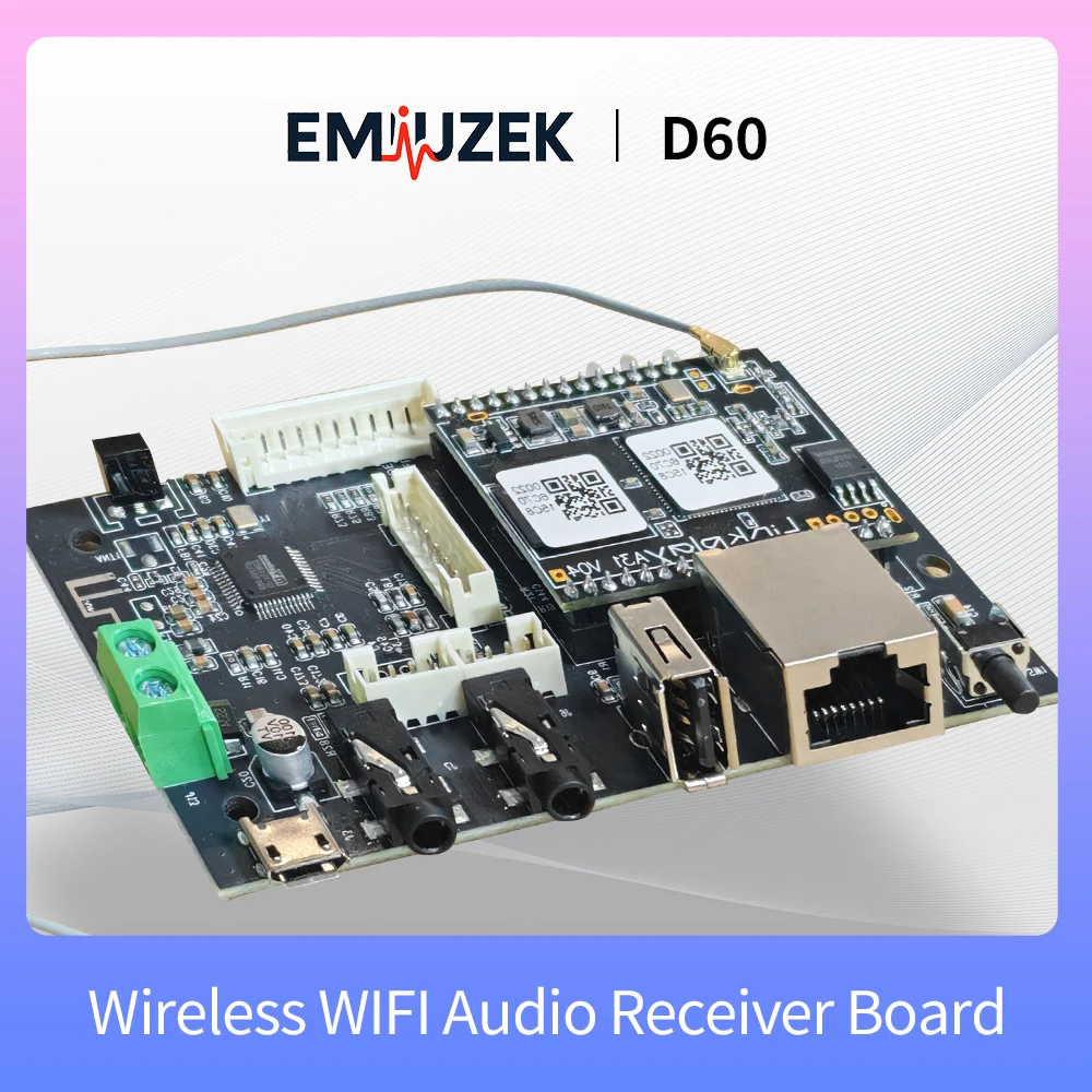 

EMIUZEK D50 Wireless Audio Receiver Board Bluetooth Stereo Music Module Multiroom DIY WiFi Audio Receiver for Home Sound System