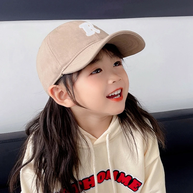 kids Baseball Hat Silid Cotton R Letter Embroidered Baseball Caps toddler Casual Unisex Fashion Outing Sun Hats