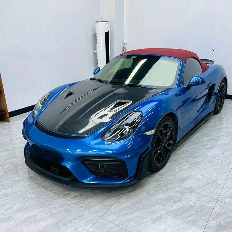 For 718 Boxster 981 Upgrade GT4 RS Spydes Front Bumper Body Kit with PP Material Car Grille and Rear Diffuser New Condition 4