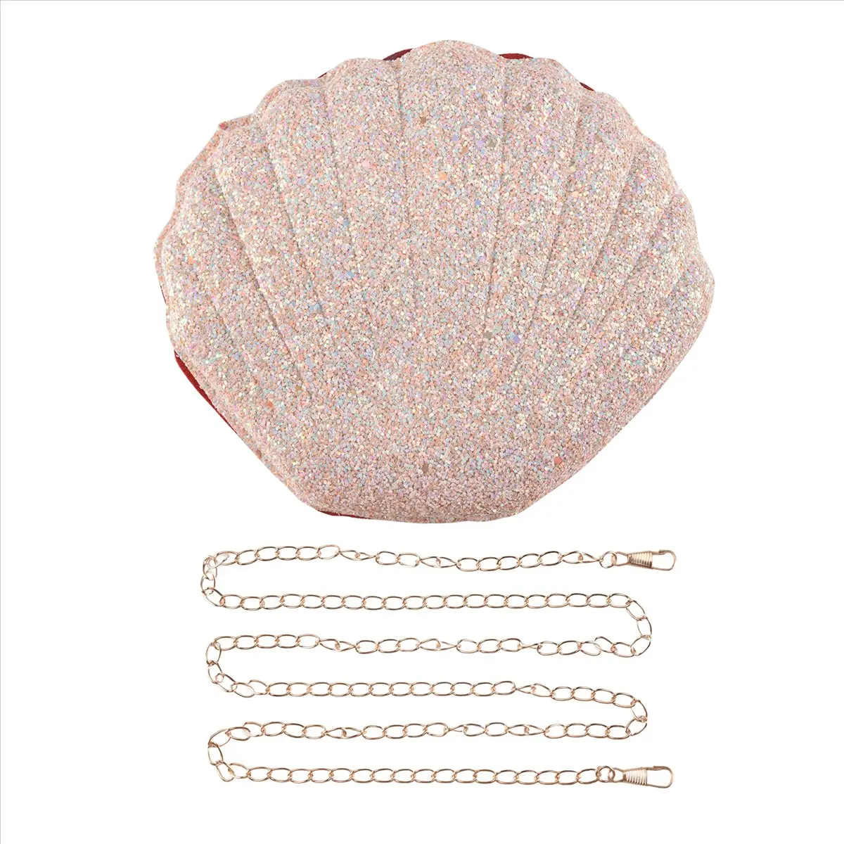 ABQR femmes filles petite sirène coquillage sac à main-sacs à bandoulière paillettes paillettes chaîne sac à main de soirée, rose
