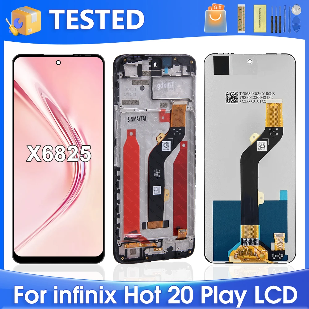 

6,82 ''для Infinix Hot 20 Play для Hot20 Play X6825 ЖК-дисплей с дигитайзером сенсорного экрана в сборе, замена