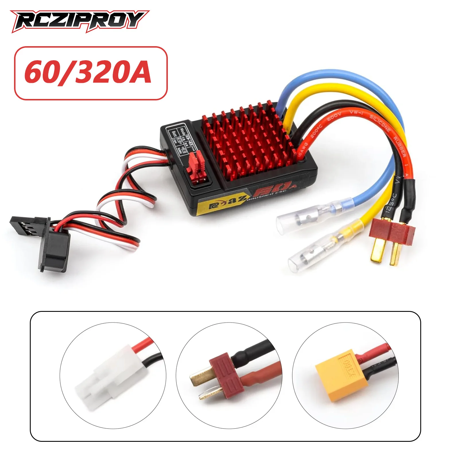 60A/320A Brushed ESC Waterproof Speed Controller for 1/10 RC 1/12 1/16 Crawler Car