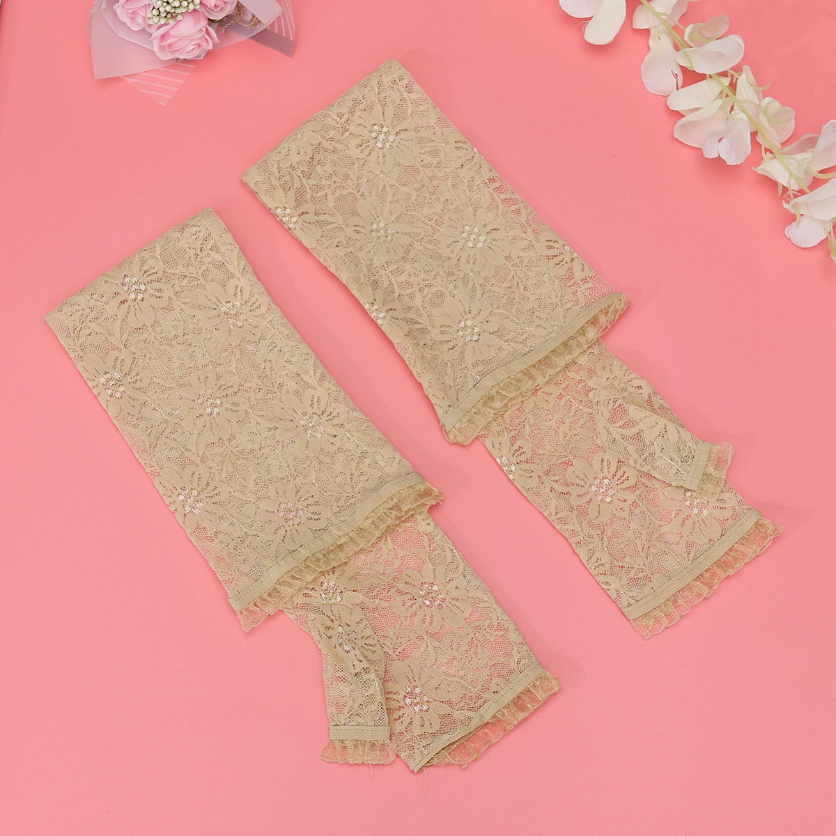 

Lace Arm Sleeves Sun Protection Cycling Running Yoga Thin Breathable UV Blocking Elbow Covers Anti Friction Burns