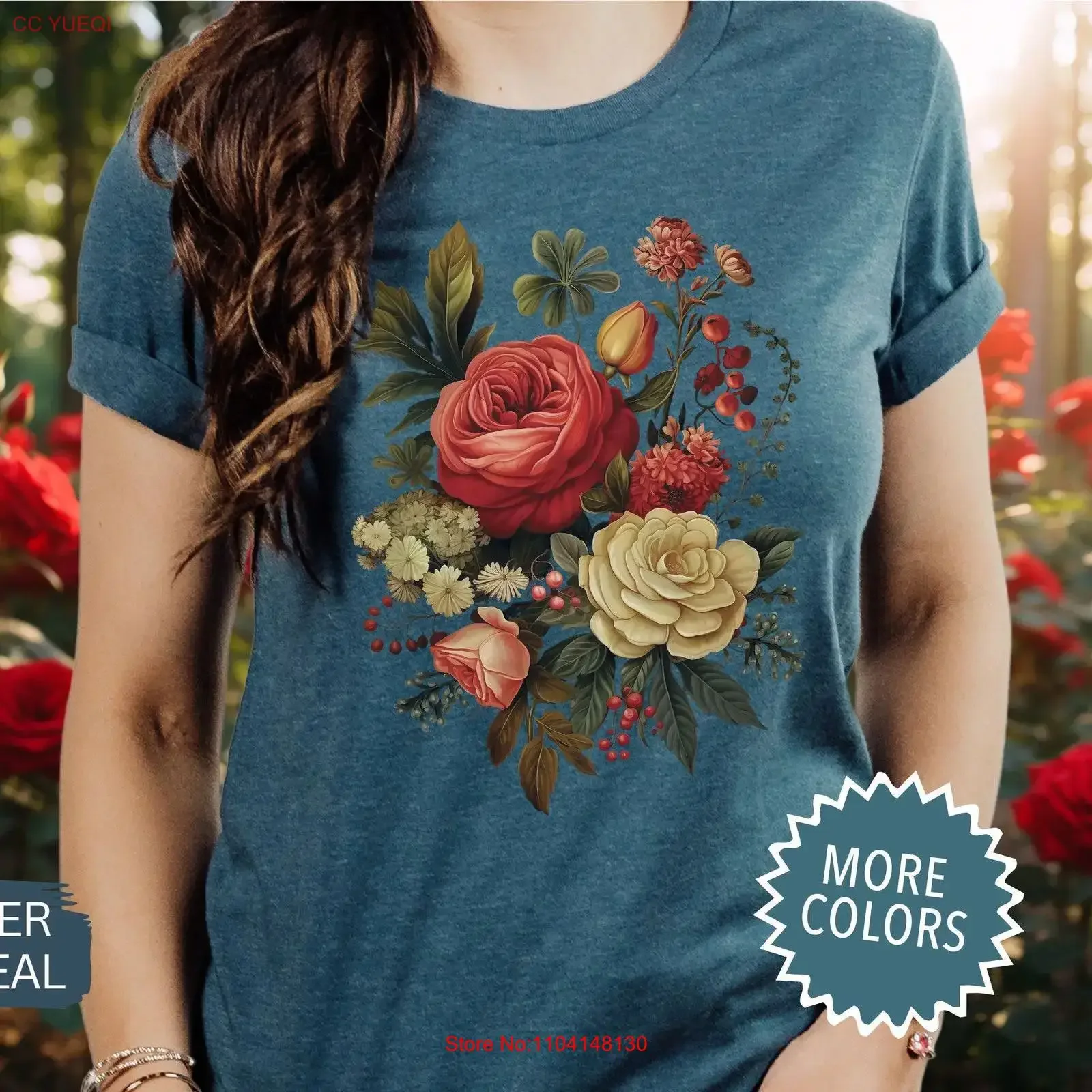 Aesthetic WildFlower T Shirt Nature lovers Garden gift cottagecore roses goblin core botanical vintage Washed designer clothes