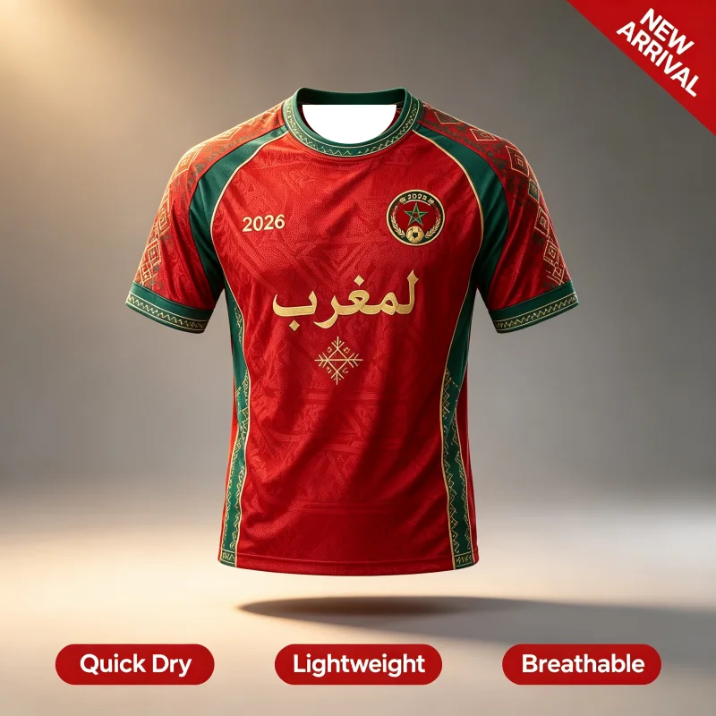 2026 Morocco Football Fans T Shirt  Red Letter Print Tee Team Soccer Supporter Casual Sports Jersey Top Tees Y2K Parent-child