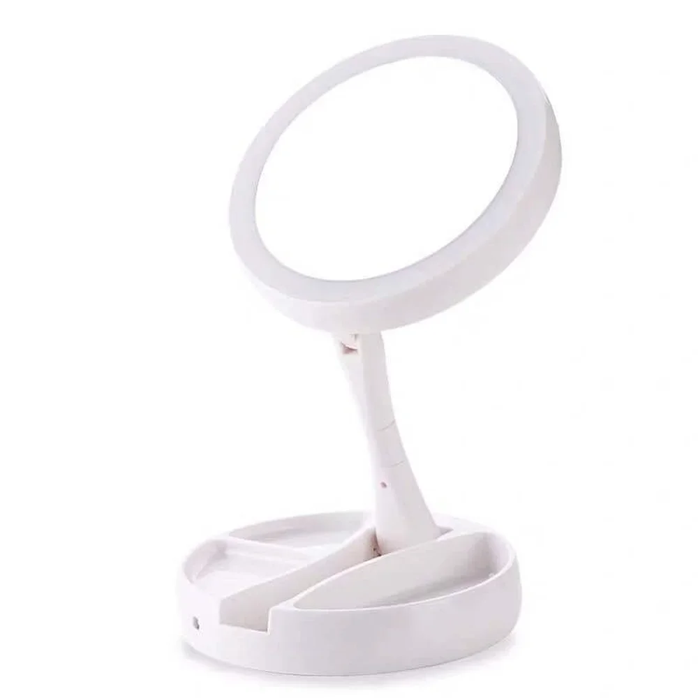 Foldable USB Charging or Battery Led Mirror Makeup White Vanity Cosmetic  with Light 10X Magnifying Table s