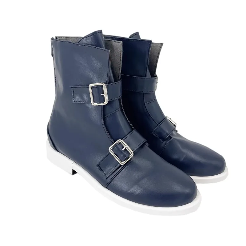 JP Games PERSONA 3 P3 Yuuki Makoto Cosplay Shoes Handmade Leather Black Costume Short Boots