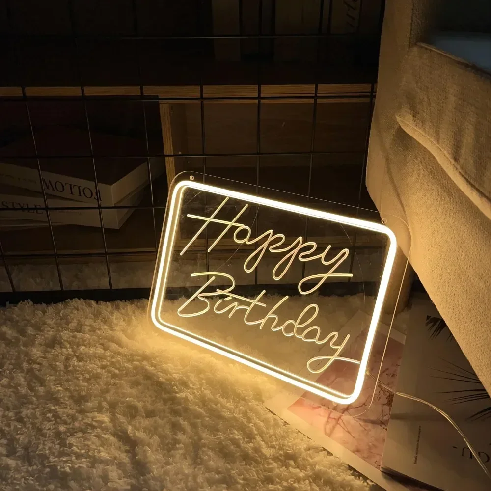 Letrero de neón para esculpir, luz Led personalizada para amigos, regalos de nacimiento, decoración de sala de estar, letras de neón en la pared, feliz cumpleaños