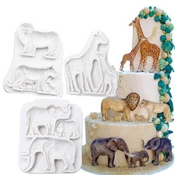3D Jungle Animals Giraffe/Lion/Elephant Silicone Mold Fondant Chocolate Mould Cake Decorating Tools DIY Clay Model Bakeware