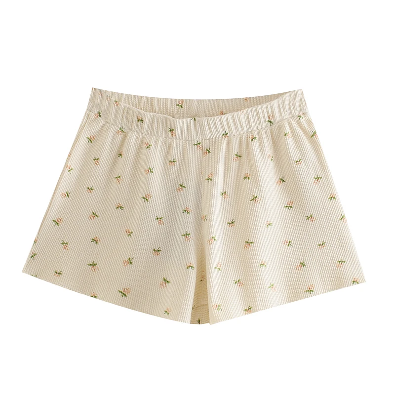 

Удобные летние женские домашние брюки из чистого хлопка с цветочным принтом, эластичные, повседневные, с завышенной талией, новинка 2023 года